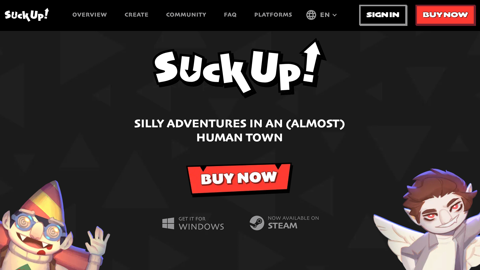 Suck Up game website